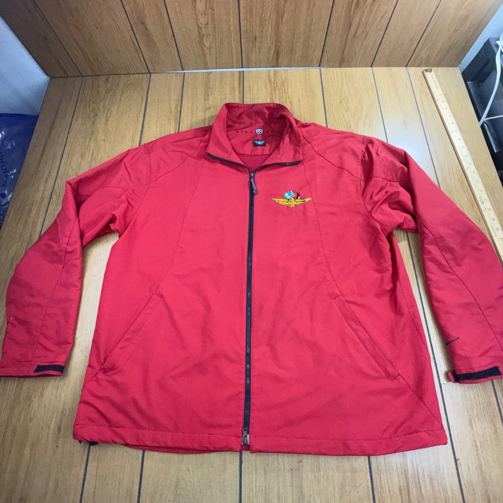 Nike Golf Indianapolis Motor Speedway Windbreaker Jacket Mens XL Red Full Zip